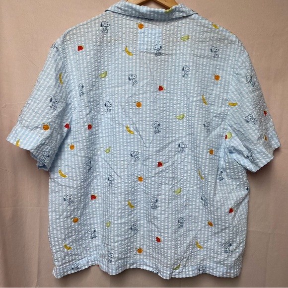 Peanuts x AE Snoopy Fruit Seersucker PJ Set XXL Blue Gingham Short Sleeve/Shorts - Picture 10 of 12